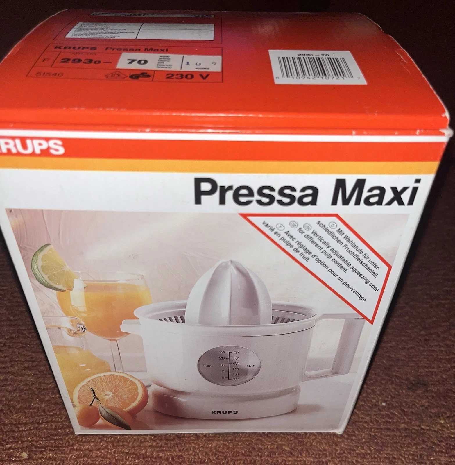 Krups Pressa Maxi 24 Oz Electric Citrus Juicer Made In Spain Model 293 In Box
