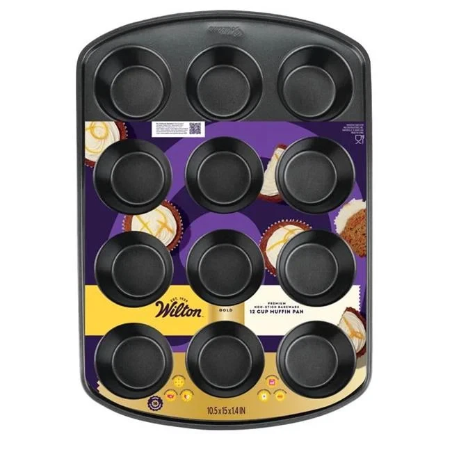 Wilton 6089613 15 x 11 in. Gold Muffin Pan Black