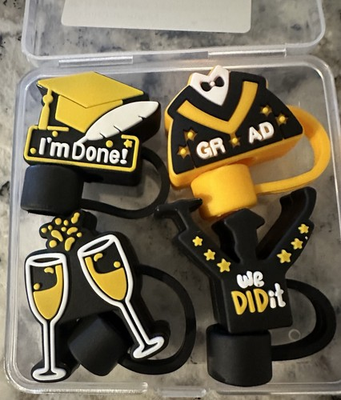 #ad 4 Piece Stanley Water Bottle Straw Covers Cap Graduation $3.00
