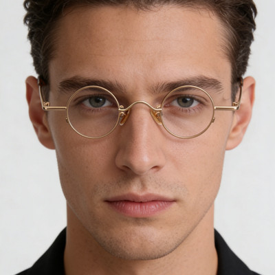 Small Round Gold Eyeglass Frames Men Women Full Rim 35mm Glasses Retro Eyewear