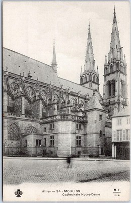 Moulins Allier Notre-Dame Kathedrale Vintage Postkarte Frankreich Architektur Gotik