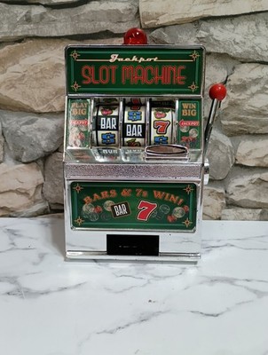 Vintage Jackpot Slot Machine, Bar 7- Coin Bank, Savings Bank 8'' Tall