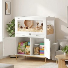 Hamster Cage with Storage Cabinet, Small Animal Cage with Pull Out Drawer