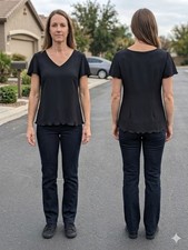 SL Fashions Vintage 90s Black Flutter Sleeve Top Sz 16 Blouse Shoulder Pads