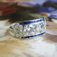 Art Deco Vintage Stil 2,86Ct Lab Created Diamant Ehering 14K Weißgold FN Ring