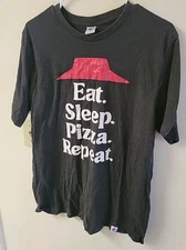 PIZZA HUT EAT SLEEP PIZZA REPEAT - T SHIRT L Restaurant Logo Uniform Adult Large