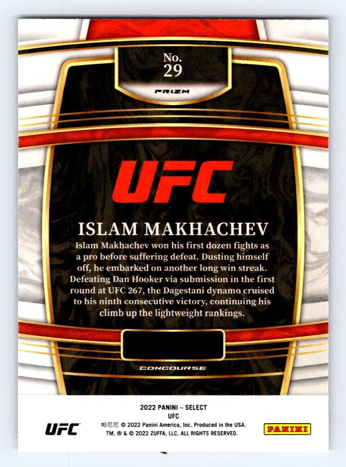 2022 Panini Select UFC #29 Islam Makhachev Scope Prizm Parallel Card - Image 2 of 2