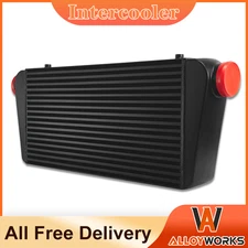 1000HP 24"x12"x4" Aluminum Turbo Intercooler 3" Inlet Outlet 76mm 5-50PSI Black
