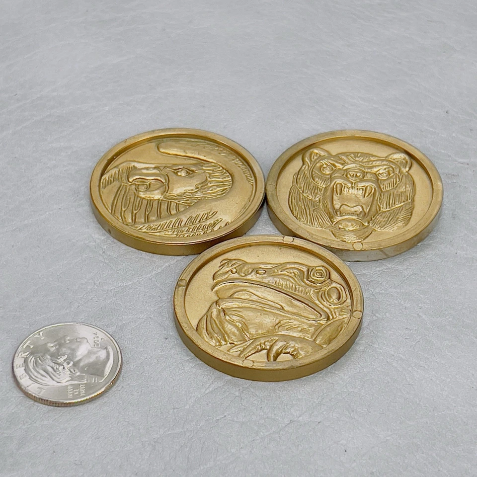 Vintage Mighty Morphin Power Rangers Wolf Frog Bear Bird Coin Lot Set Rare 1995 - Image 4 of 4