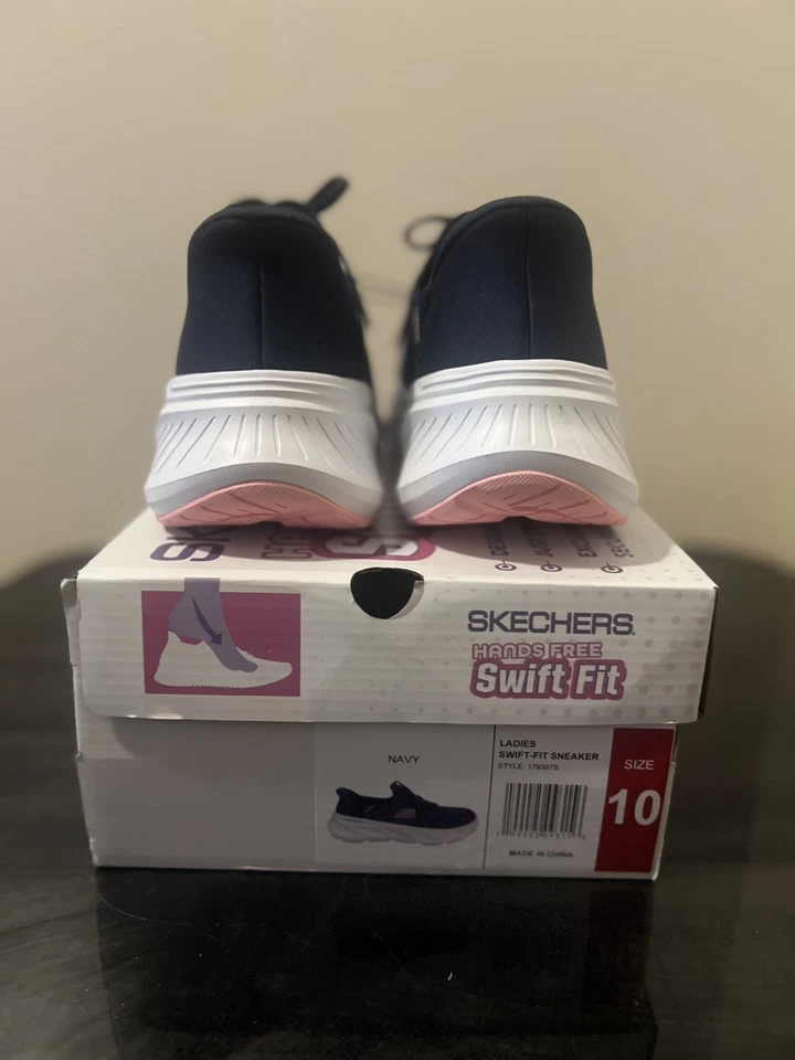 斯凯奇女式免提 Swift Fit 弹力针织运动鞋海军蓝美国 10 码 — 第 3/4 张图片