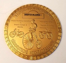 Plaketten-Rohling Europa Hochrad Fernfahrt S&uuml;ddeutsche Hochradfreunde goldfarben