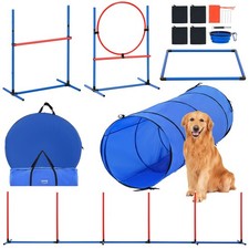 Dog Agility Training Equipment, 5 PCS Set with Adjustable High Hurdles,6 Weave P