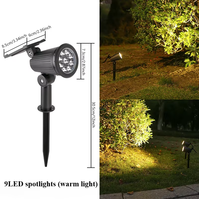 9 LED Solar Spot Light Outdoor Waterproof Spotlights Solar Garden Lights Landsca