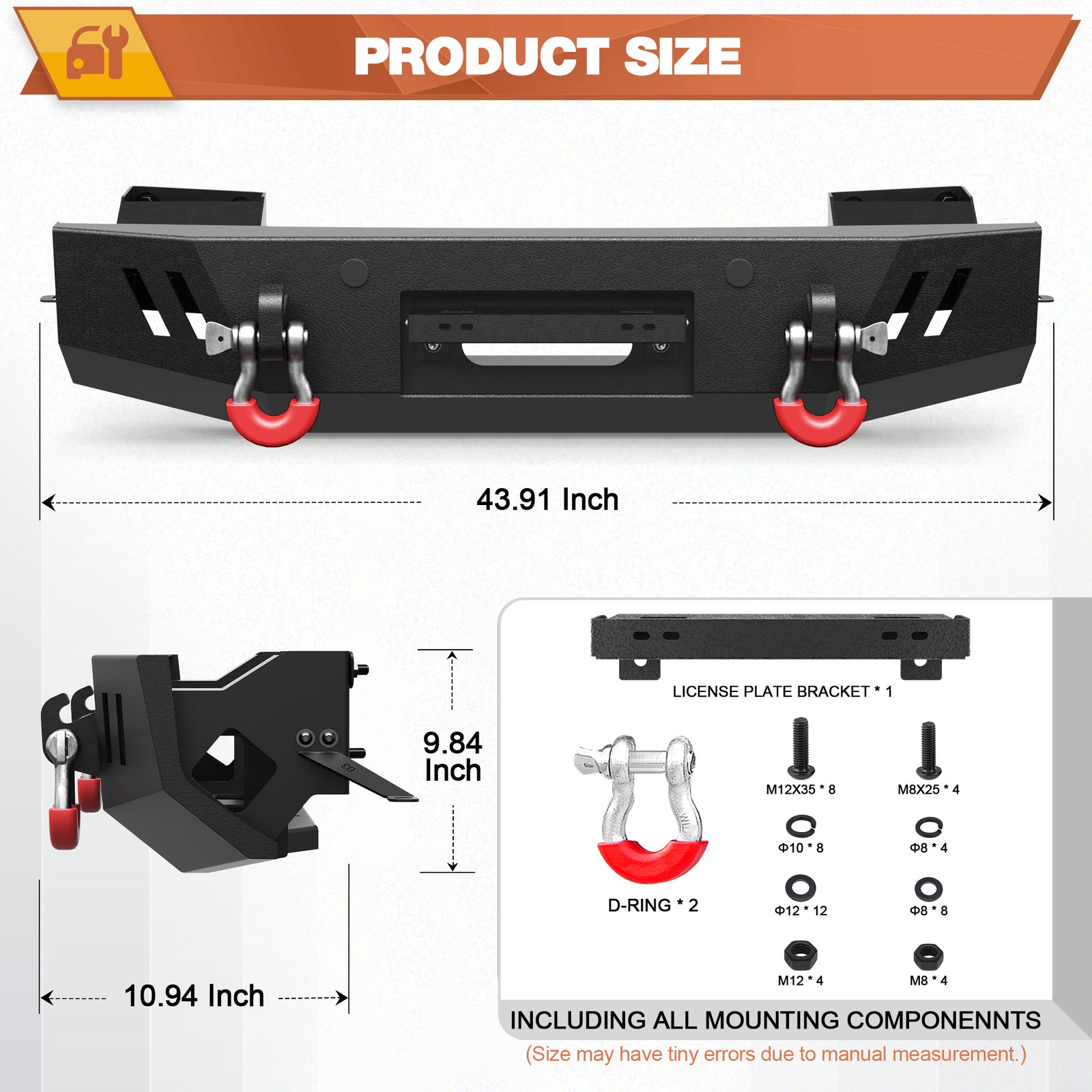 Front Bumper W/ Winch Plate for 2022-2025 Toyota Tundra 3rd Gen Pickup Truck