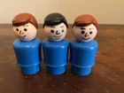 Vintage Fisher Price Little People Rare HTF Dad Man Black Hair Blue Body