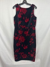 Talbots Black and Red Floral Sleeveless Midi Dress Size 10