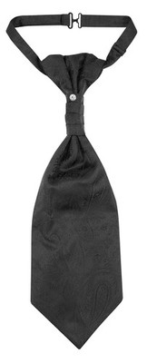 PreTied ASCOT Paisley Solid BLACK Color Cravat Men's Neck Tie