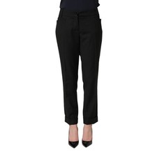 DOLCE & GABBANA Pants Black Mid Waisted Polyester Trouser IT42/US8/M RRP 1800usd