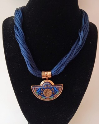 Vintage Michael Frey Wein MFT Greco Roman Apollo Enamel Half Moon Pendant...