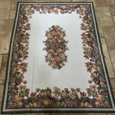 Autumn Harvest Tablecloth Large Rectangular 68''x50'' Pumpkins Gourds Leaves Corn