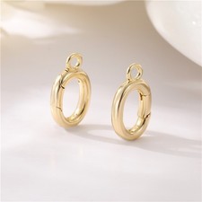 2PCS 14K Gold Plated Push Clasp Oval Locking Clasps Connector Finding GBF04