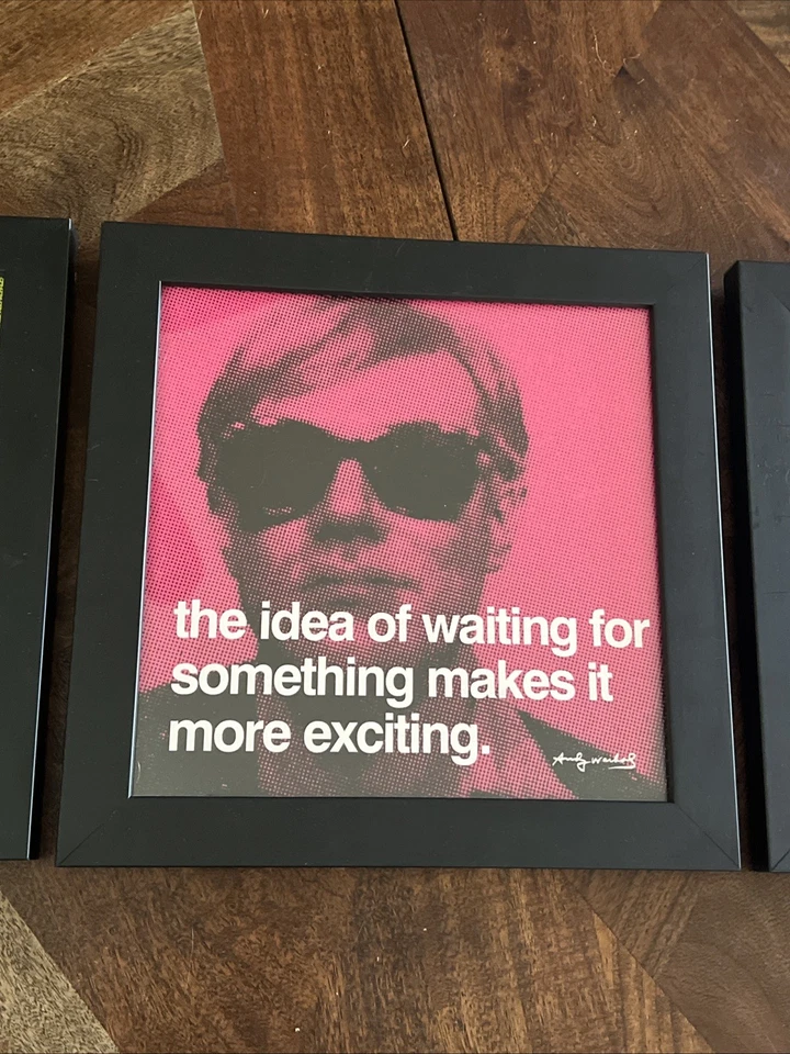 De Colección Andy Warhol Impresión Enmarcada en Madera Conjunto de 3 Citas 12x12 Arte Pop Decoración del Hogar 2008 Foto 2 de 4