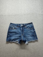 Old Navy Women Short Jeans 4 Blue 5 Pocket Raw Hem Stretch Cut Off Casual Denim