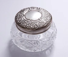 Powder Jar with Sterling Silver Lid 925 - 38 Grams Excellent!