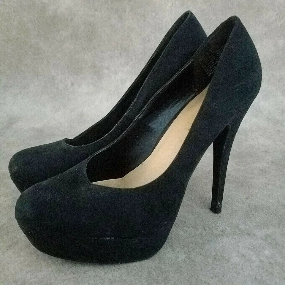 Lauren Conrad 女式 Johanna 8 码黑色纺织懒人鞋 4.5 英寸高跟鞋 — 第 3/4 张图片