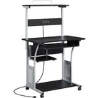 Home Office Compact Study Table w/ Wheels Rolling Computer Desk for Small Space