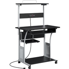 Home Office Compact Study Table w/ Wheels Rolling Computer Desk for Small Space