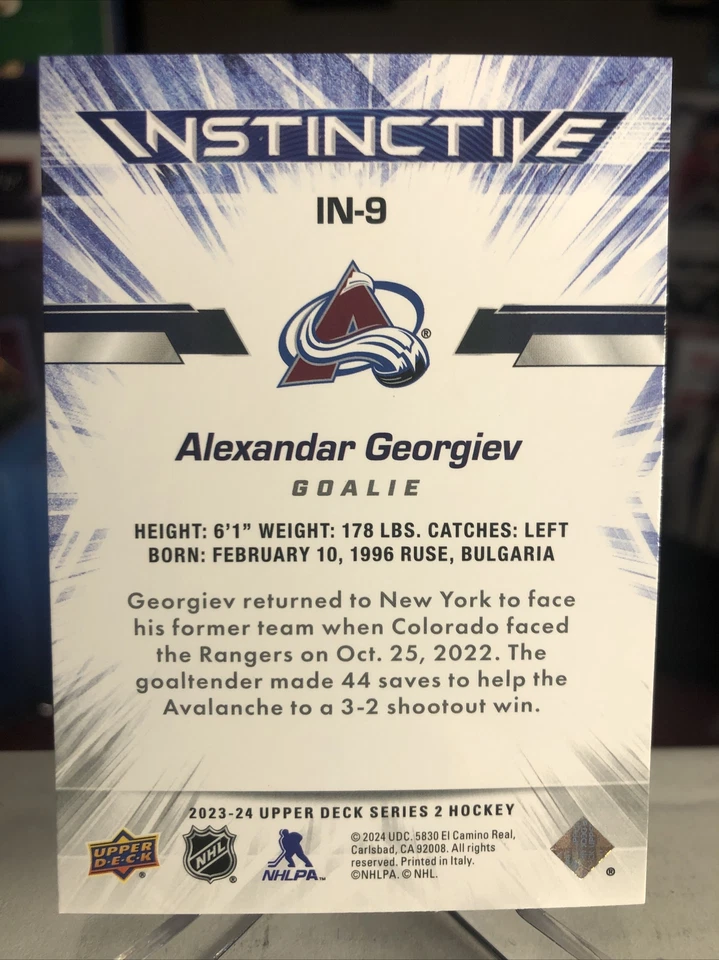 Alexandar Georgiev 2023-24 Upper Deck UD Series 2 Instinctive Foil Insert MINT - Image 2 of 2
