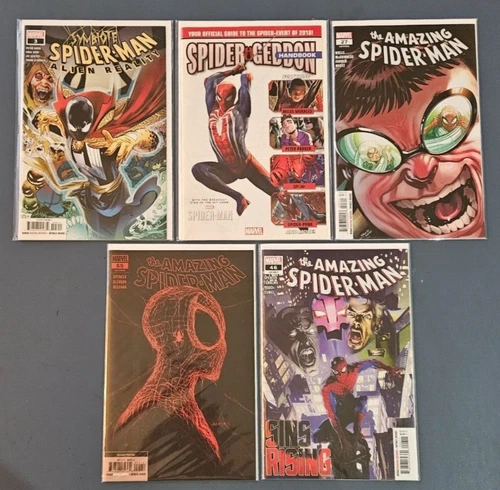 Lot Of 5 Spider-Man Comic Books Amazing Symbiote Spider-Geddon Peter Parker Marv