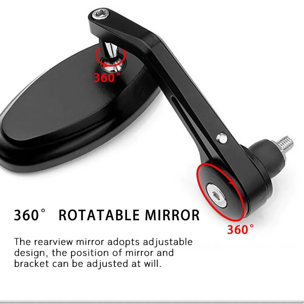 1 Pair 7/8" 22mm Motorcycle Rear View Handle Bar End Side Rearview Mirrors Black