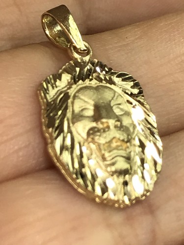 GOLd 14k Lion head pendant Yellow Diamond Cut necklace leo charm oro leon 1” - Picture 10 of 13
