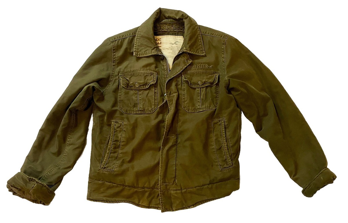 Hollister Jacket Mens Medium Sherpa Lined Heavy Military Trucker 