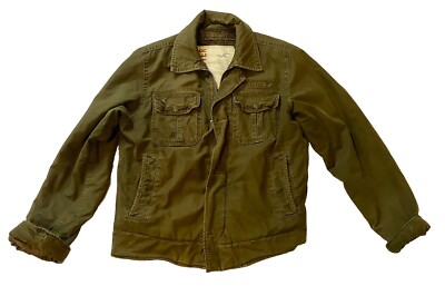 Hollister Jacket Mens Medium Sherpa Lined Heavy Military Trucker