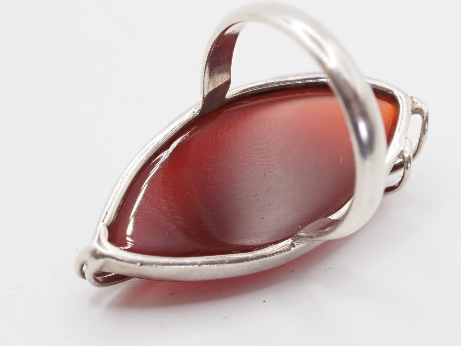 Photo 3 of Sterling Silver Carnelian Ring Size Size L, R179