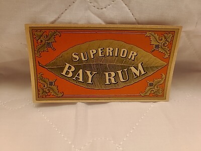 Original Vintage Label:  SUPERIOR BAY RUM Gold and Red Excellent