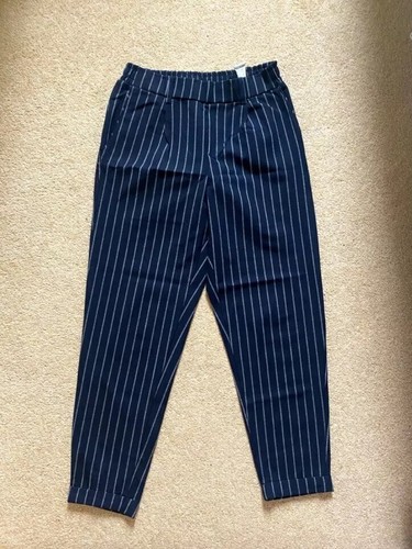 Bershka Navy Pin Stripe Elasticated Peg 