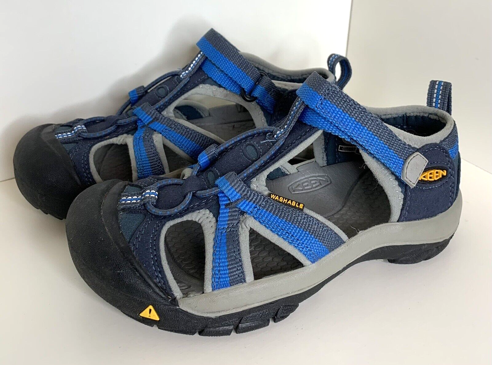 Scarpe Keen Boys US taglia 1 blu grigio Newport Hook Loop sandali escursionismo euro 32 33