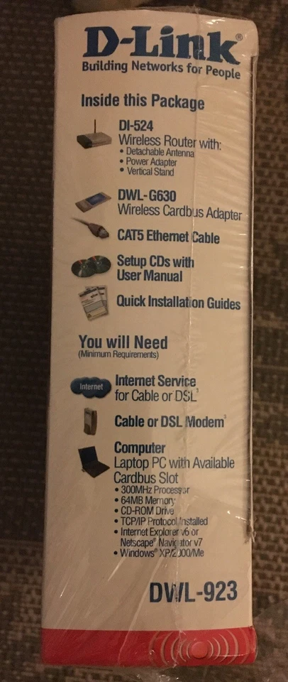 D-Link Air Plus 54mbps 802.11g/2.4ghz Wireless Laptop PC Kit DWL-923 NEW SEALED! - Image 4 of 4