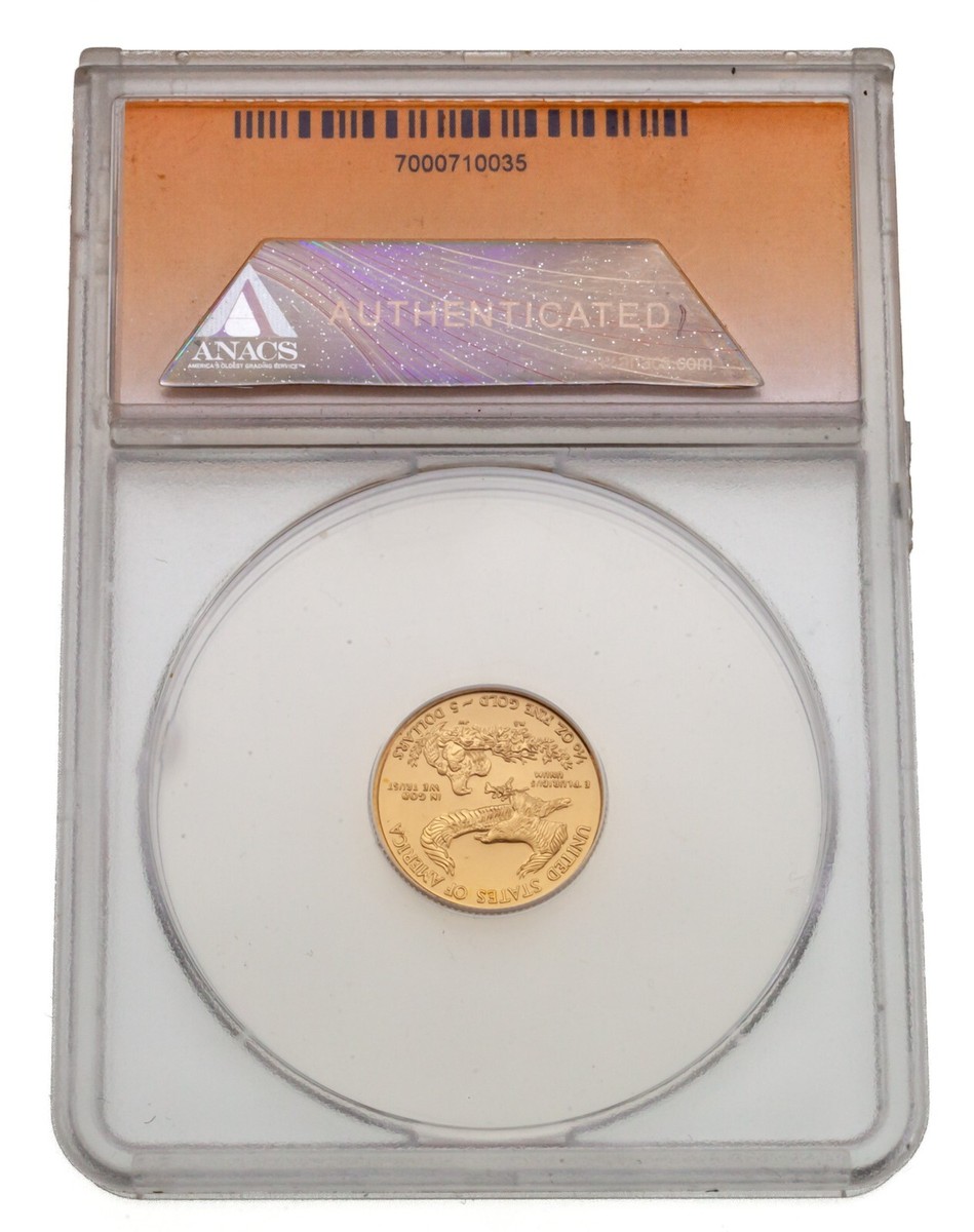2010 G$5 1/10 Oz. Gold American Eagle Graded by ANACS as MS 2010 G$5 1/10 Oz. Gold American Eagle Graded by ANACS as MS