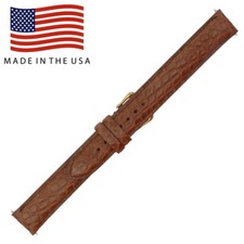 16mm Long Cognac Genuine Alligator Watch Band - USA