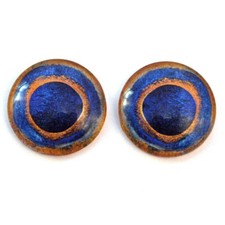 Pair Blue Spotted Pufferfish Glass Eyes Jewelry Taxidermy Flatback Cabochons