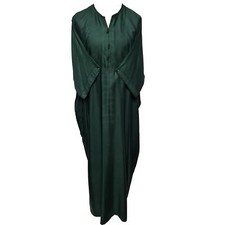 Men Moroccan 100 Cotton Dark Green 3-Quarter Sleeves Thobe Jubba Kandora Dis