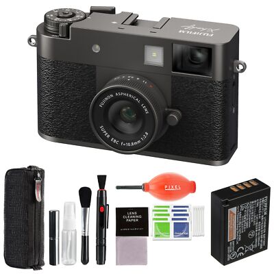 Fujifilm X Half Digital Camera (Charcoal Silver) Bundle w/ Advanced Accessories