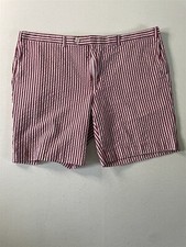 Maus and Hoffman 40x8" Pink White Seersucker USA Made Bespoke Chino Mens Shorts