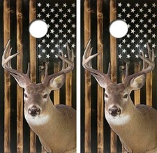 White Tail Deer American Flag Cornhole Board Decal Wraps FREE LAMINATION 2149