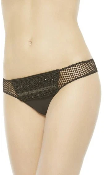 NUEVO CON ETIQUETAS CONJUNTO BUSTIER Y TANGA MALLA CALIPSO CUENTAS NEGRAS LA PERLA TALLA 34B/L $2152 Foto 2 de 2